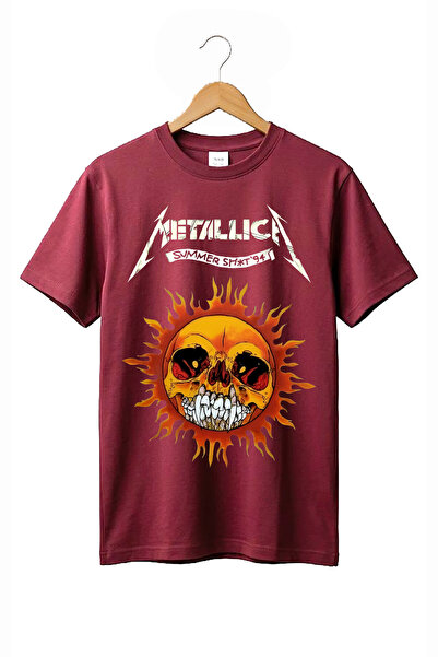 WİDİ Μαύρο μπλουζάκι από 100% βαμβάκι με τυπωμένη αφίσα Metallica Sun