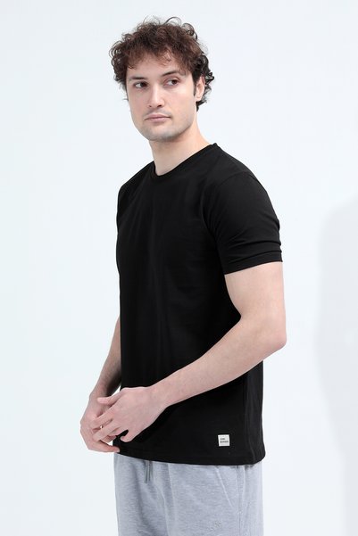 JB John Borners Men's Crew Neck Ornament Label 100% Cotton T-Shirt Black - 26Y 2020