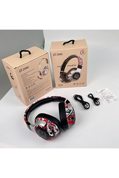 POLLASTRINI Graffiti Bluetooth Headphones RGB LED Over-Ear Wireless Headset 4...