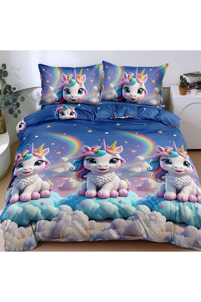 OEM Bed linen for double bed 2 people, 4 pieces, JHN, Satin cotton, AURA-0614