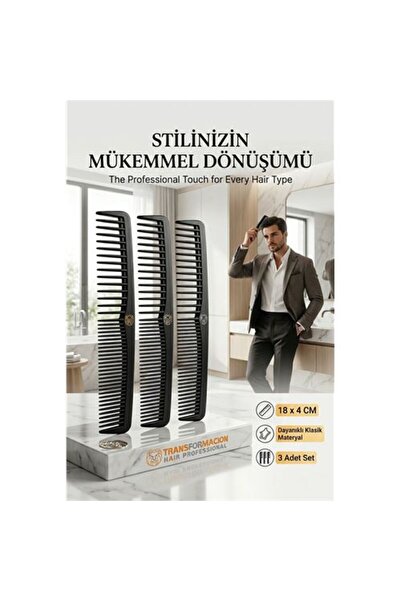 ModaCar 3-Pack Professional Style Combs - Iconic Black Elegance 723059
