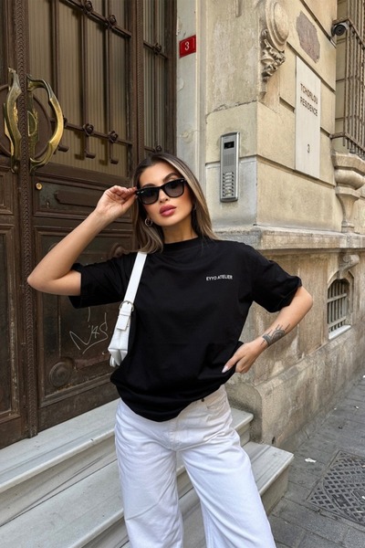 ZAVIXO Γυναικείο μπλουζάκι με στάμπα, oversized, 100% βαμβάκι, μοντέρνο και ά...