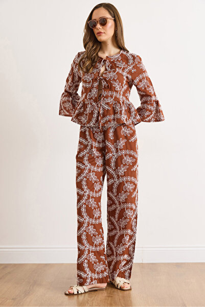 Olalook Γυναικείο καφέ παντελόνι με επένδυση μέχρι το μέσο της μηρούς PNT-190...