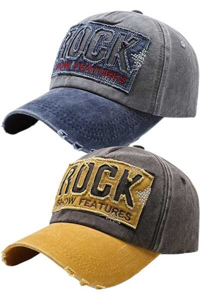 Mood Agenda Unisex Vintage Rock Κεντημένο Ρυθμιζόμενο Καπέλο Μπέιζμπολ Σετ 2 ...