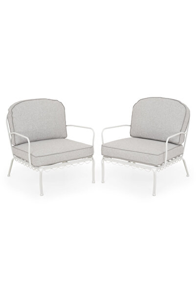 Maison Mex Set of 2 garden/terrace armchairs, BOTANIC, L.79 l.89 H.82 cm, whi...