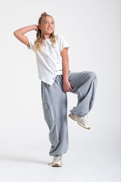 LOCO LOCO Set pantaloni pentru fete 8626 din jerseu cu 2 fire
