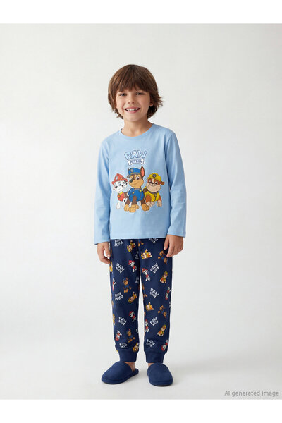 LC Waikiki Set de pijamale pentru băieți Paw Patrol cu guler rotund