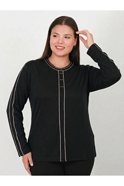 Lanze Υψηλής ποιότητας βαμβακερή μπλούζα με ελαστικό κέντημα με κλωστή 1802