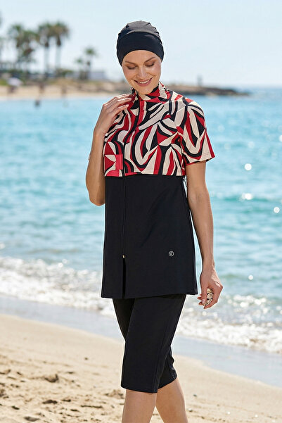 Haliç Mayo Κοντομάνικο Αθλητικό Μαγιό Λύκρα Ημικαλυμμένο 6568 Μαύρο02