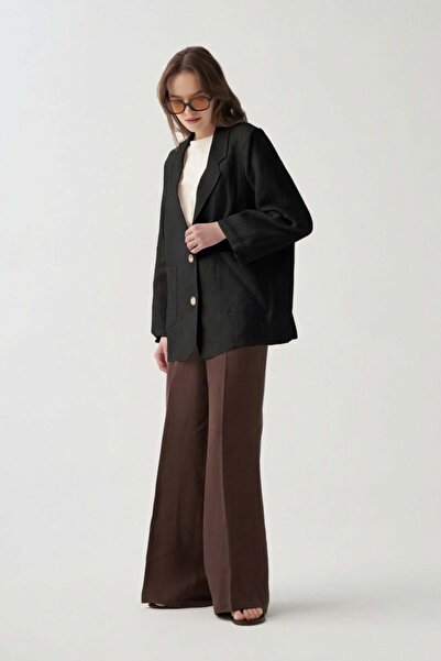 ALLDAY Μαύρο λινό μπλέιζερ σακάκι