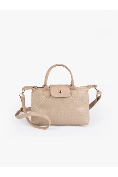 SHAKA Τσάντα χειρός, ώμου και χιαστί από πλεκτό ανάγλυφο δέρμα βιζόν Shk135, ...