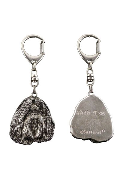 Art - Dog Shih Tzu - Breloc placat cu argint cu câine, decorațiune pentru gea...