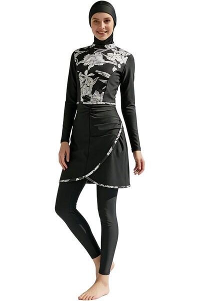 casme Women Muslim Modest Swimwear Islamic Burkini Two-Piece Bathing Suits Lo...