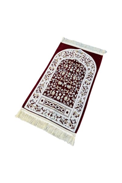 KAWSAR Luxury Soft Prayer Mat Floral Design Non-Slip Seccade Carpet