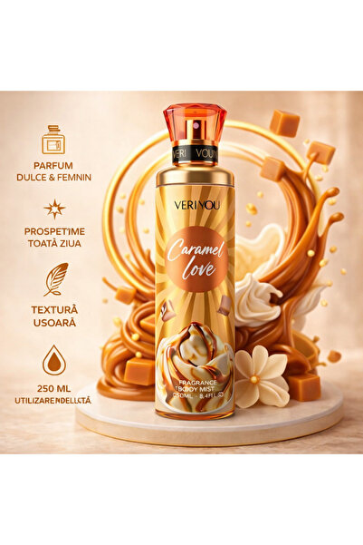 veri you Body Mist Caramel Love 250ml – Spray Parfumat Dulce, Fresh & Persist...