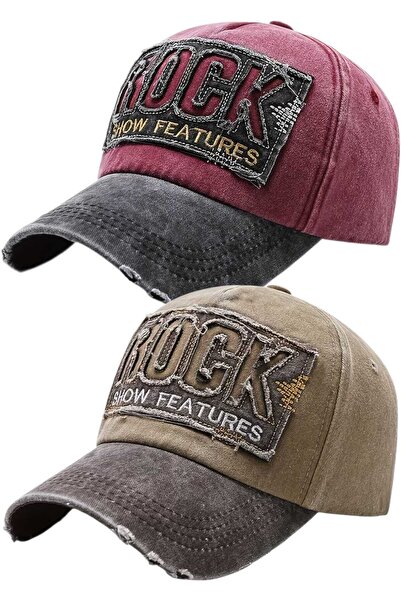Mood Agenda Unisex Vintage Rock Embroidered Adjustable Baseball Cap Hat Set of 2