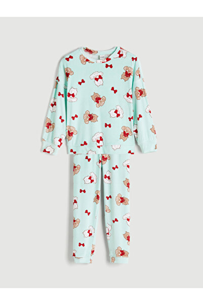LC Waikiki Crew Neck Velvet Girls' Pyjama Set