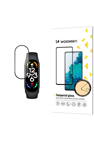 WOZINSKY Sticlă securizată neagră cu adeziv integral pentru Xiaomi Mi Band 7