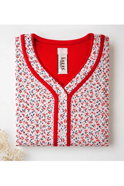 Baray Women's Pajamas with Floral Print and Buttons - Daily Comfort Size 3XL