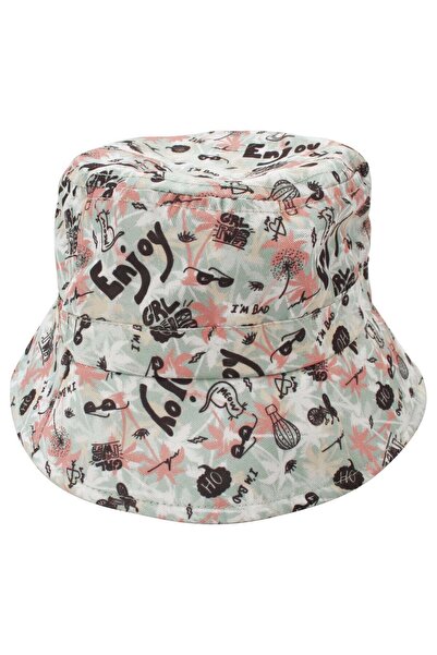 bebegen Boy's Green Enjoy Printed Colorful Fedora Hat 4-8 Years Old
