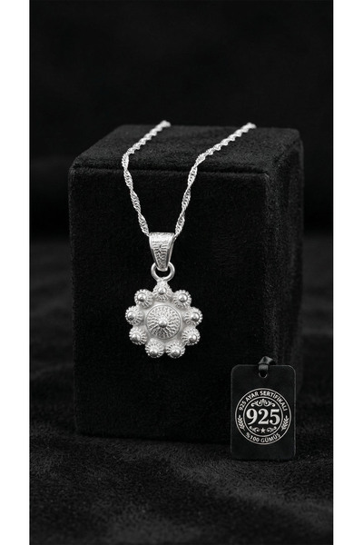 Roza Silver 925 Ayar Geleneksel Telkari Midyat Bereket Serisi Çiçek Gümüş Kol...