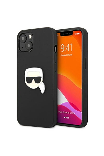 Karl Lagerfeld Husa Karl Head din piele iPhone 13 Mini Negru