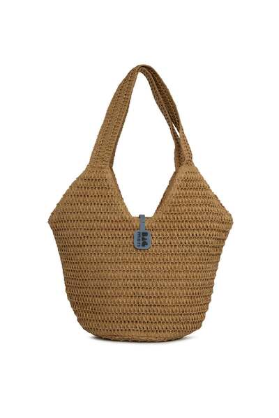 Bagmori Γυναικεία οβάλ ψάθινη τσάντα με κουβά βιζόν M000008750