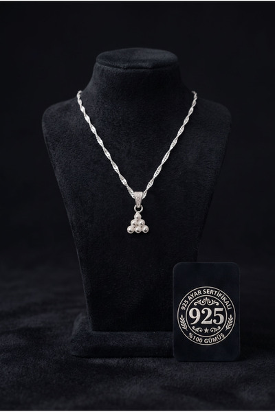 Roza Silver 925 Ayar Geleneksel Telkari Midyat Bereket Serisi Üçgen Minimal G...