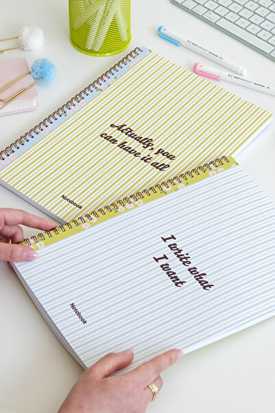 Matt Notebook Σχολικό Τετράδιο Α4 Σπιράλ 80 φύλλων Σετ 2 τεμαχίων – Ριγέ & Καρό