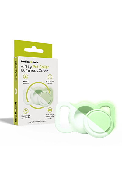 Mobile Origin Zgardă pentru animale de companie cu AirTag, verde fluorescent