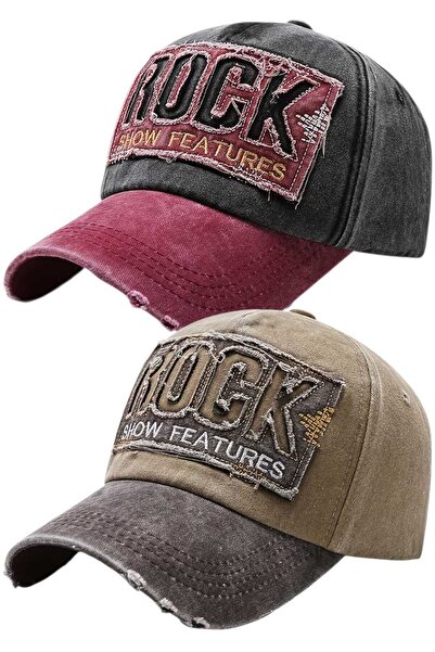 Uniquetrenders Set de 2 șepci de baseball reglabile, unisex, cu broderie rock...