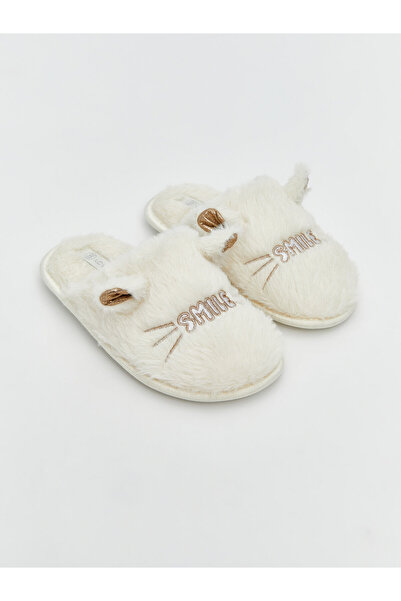 LC Waikiki Embroidered Plush Baby Girls' Home Slippers