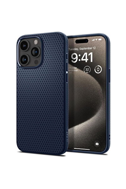 Spigen Husa Apple iPhone 15 Pro Max, Spigen, Liquid Air Matte, albastru marin...