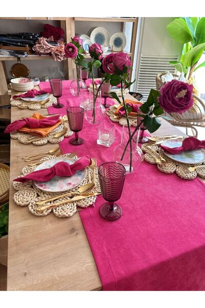 Decamor home 6 τεμάχια χαρτοπετσέτες χωρίς ραφές με βελούδινη υφή σε ροζ φούξια