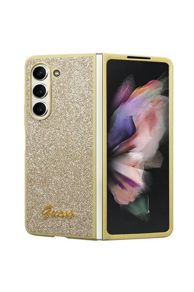 Guess HusДѓ Glitter Script pentru Samsung Galaxy Z Fold5, Auriu