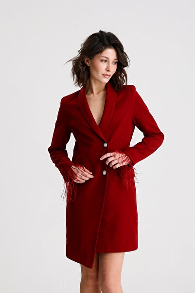 Sense Διπλό στρωμένο μπουφάν με φερμουάρ στην πλάτη |   Ckt35223 Βουργουνδία