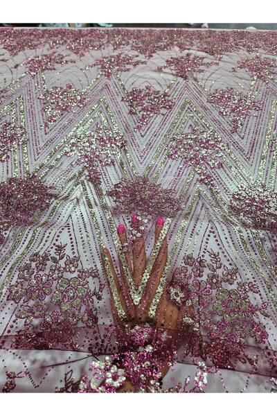 TESATURI OUTLET Tulle bordo accesorizatcu micropaiete și glitter – 150 cm | Material rochii elegante