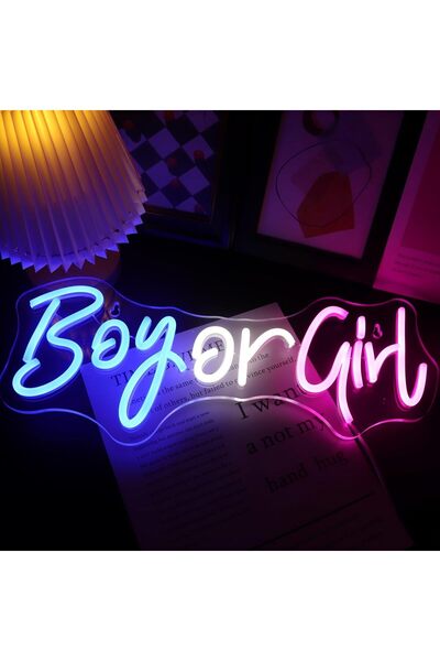 Slasa Boy or Girl Neon Sign 20x45 cm Multicolor LED Light with 6mm Acrylic Ba...