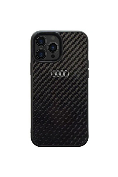 Audi Fibră de carbon iPhone 14 Pro Max 6.7 "   negru/negru carcasă rigid...