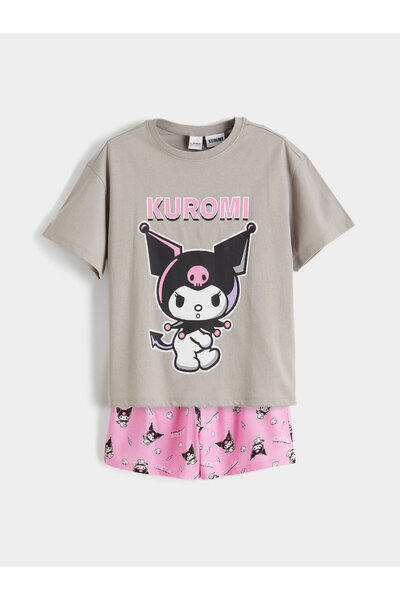 LC Waikiki Set de pijamale scurte pentru fete Kuromi cu imprimeu