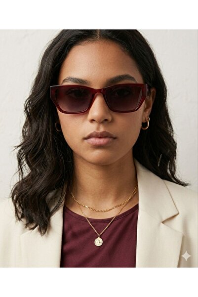 mirvia Women's Red Rectangular Sunglasses Retro Vintage Stylish Design Uv400 ...