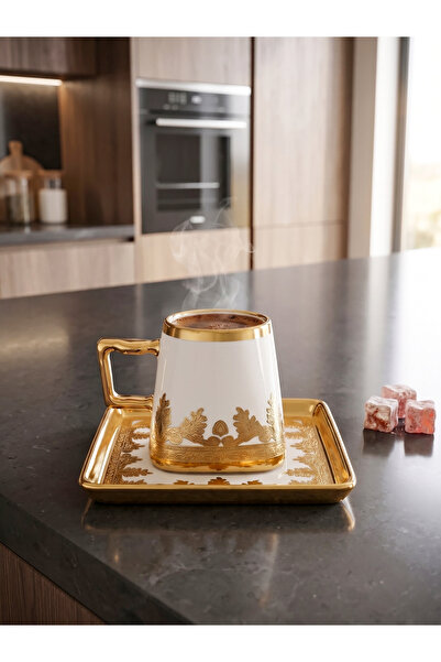 DS Home&Design Gold Leaf Embroidered 6-Person Luxury Coffee Set