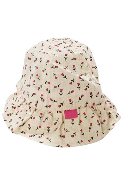 bebegen Pălărie Fedora cu model de lalele crem fucsia pentru fete, 4-8 ani