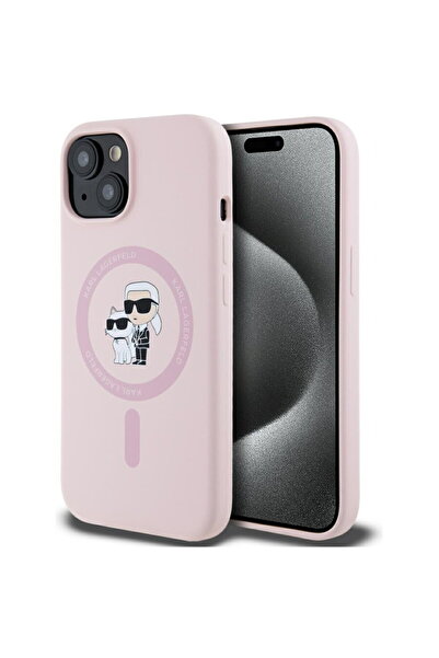 Karl Lagerfeld iPhone 15 Case - Silicone MagSafe (KLHMP15SSCMKCRHP) - Pink Ka...