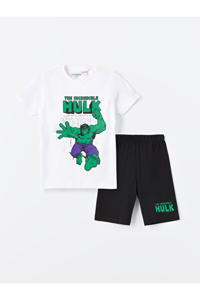 LC Waikiki Set de pijamale pentru băieți, cu guler rotund, mânecă scurtă, Hul...