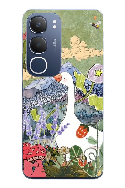 FLAMENKO حافظة هاتف شفافة متوافقة مع Vivo Y19S مع تصميم مصور للكوز والطبيعة