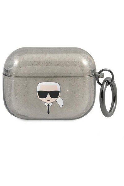 Karl Lagerfeld KLAPUKHGK AirPods Pro cover Negru/black Glitter Karl`s Head