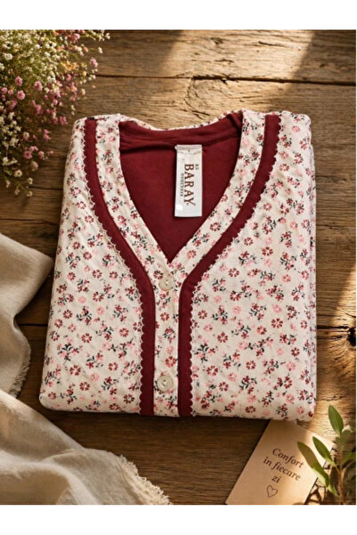 Baray Women's Pajama with Floral Print and Buttons - Daily Comfort Size XXL