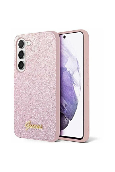 Guess Husă rigidă Glitter Script pentru Samsung Galaxy S24 – roz