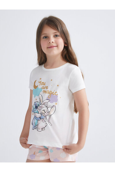 LC Waikiki Lilo & Stitch cu imprimeu Set de pijamale scurte pentru fete
